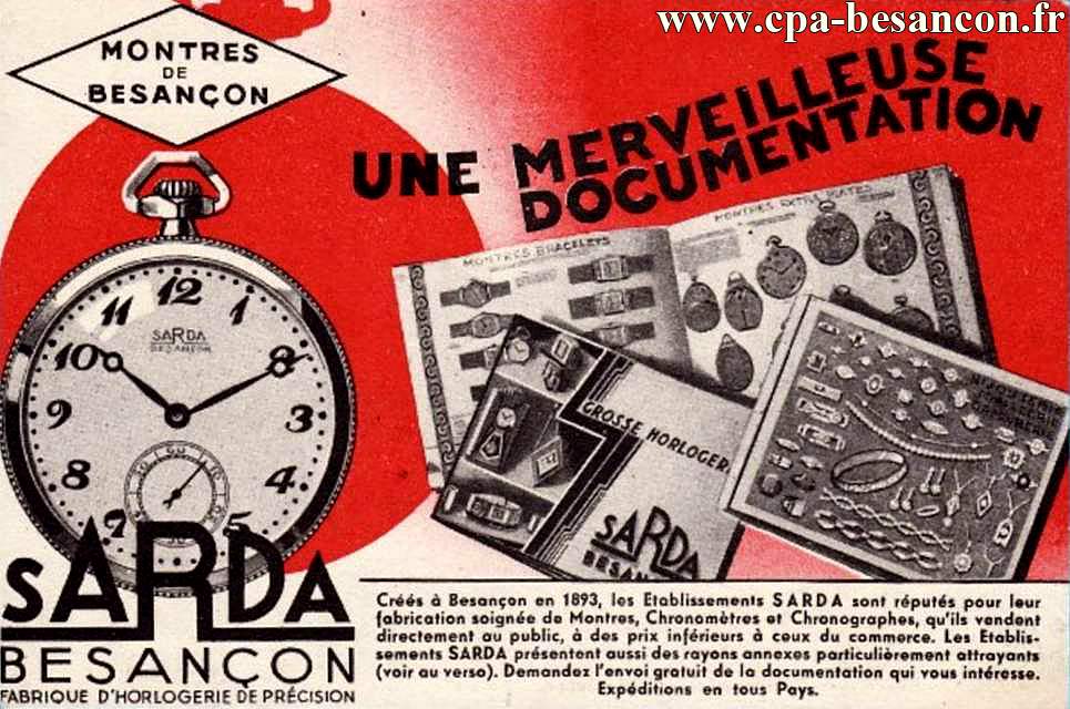 MONTRES DE BESANÇON - UNE MERVEILLEUSE DOCUMENTATION - SARDA